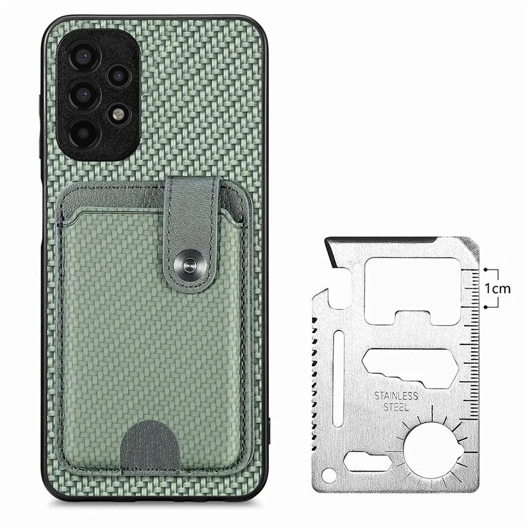 C1-06 For Samsung Galaxy A53 5G Case PU Leather Card Holder Back Cover with Card Knife