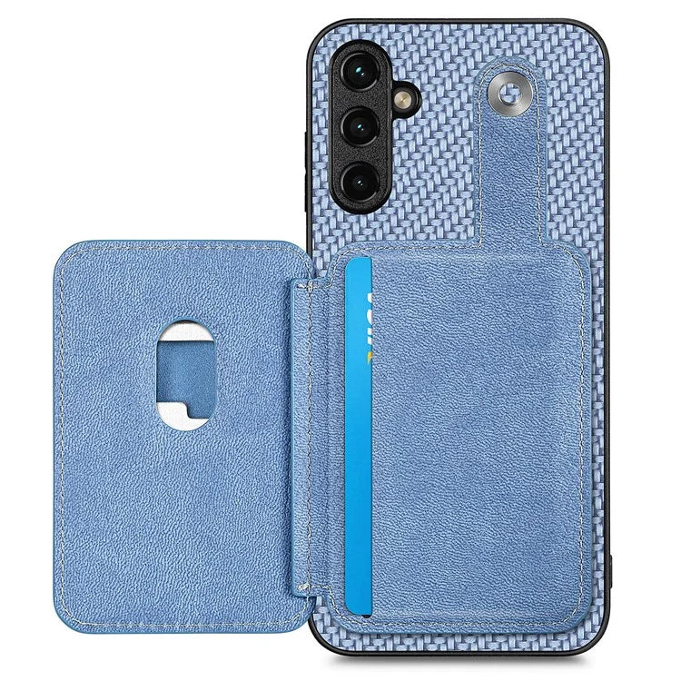 C1-06 For Samsung Galaxy A55 5G Case Carbon Fiber Texture Kickstand Phone Cover with Card Knife Tool