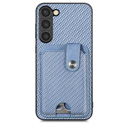 C1-06 For Samsung Galaxy S23+ Case Card Slots Leather Coated PC+TPU Cover with Card Knife Tool