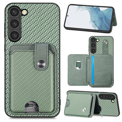 C1-06 For Samsung Galaxy S23+ Case Card Slots Leather Coated PC+TPU Cover with Card Knife Tool