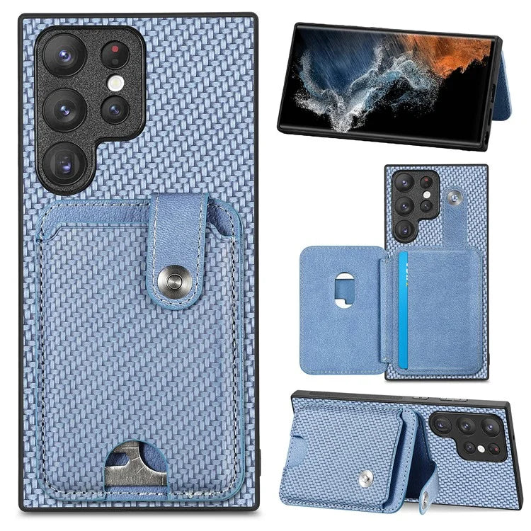 C1-06 For Samsung Galaxy S23 Ultra Phone Case with Card Knife Card Slots Leather Back Cover