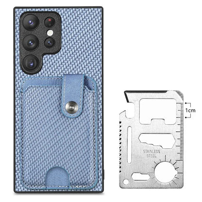 C1-06 For Samsung Galaxy S23 Ultra Phone Case with Card Knife Card Slots Leather Back Cover