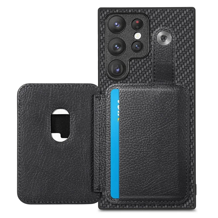 C1-06 For Samsung Galaxy S23 Ultra Phone Case with Card Knife Card Slots Leather Back Cover