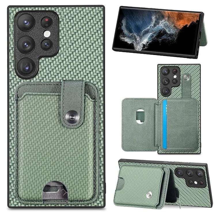 C1-06 For Samsung Galaxy S23 Ultra Phone Case with Card Knife Card Slots Leather Back Cover