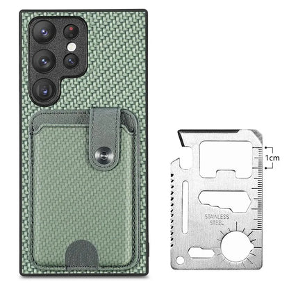 C1-06 For Samsung Galaxy S23 Ultra Phone Case with Card Knife Card Slots Leather Back Cover