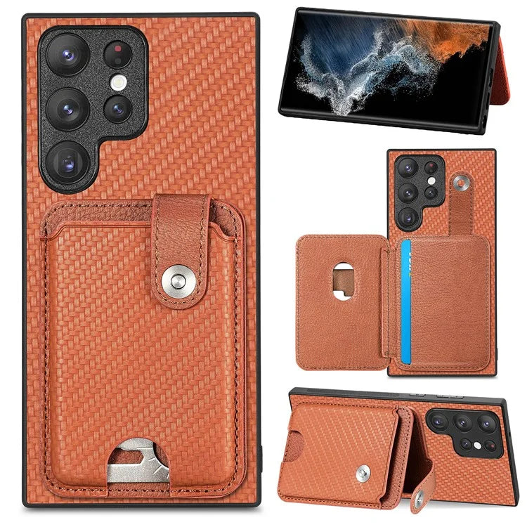 C1-06 For Samsung Galaxy S23 Ultra Phone Case with Card Knife Card Slots Leather Back Cover