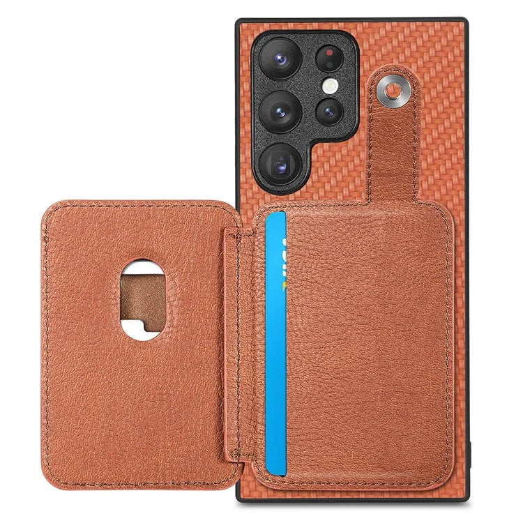 C1-06 For Samsung Galaxy S23 Ultra Phone Case with Card Knife Card Slots Leather Back Cover
