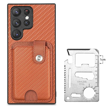 C1-06 For Samsung Galaxy S23 Ultra Phone Case with Card Knife Card Slots Leather Back Cover