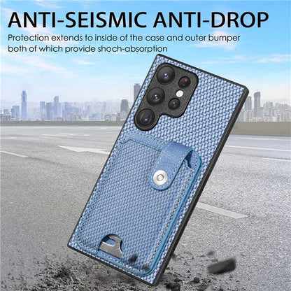 C1-06 For Samsung Galaxy S23 Ultra Phone Case with Card Knife Card Slots Leather Back Cover
