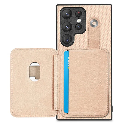 C1-06 For Samsung Galaxy S23 Ultra Phone Case with Card Knife Card Slots Leather Back Cover