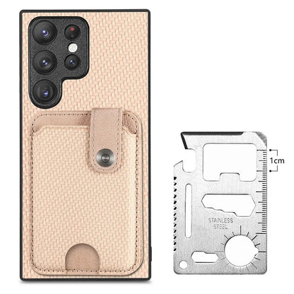 C1-06 For Samsung Galaxy S23 Ultra Phone Case with Card Knife Card Slots Leather Back Cover