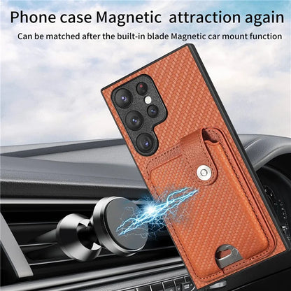 C1-06 For Samsung Galaxy S23 Ultra Phone Case with Card Knife Card Slots Leather Back Cover