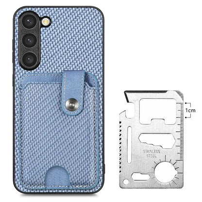 C1-06 For Samsung Galaxy S23 Case Card Slots Kickstand Leather Coating Phone Cover with Card Knife