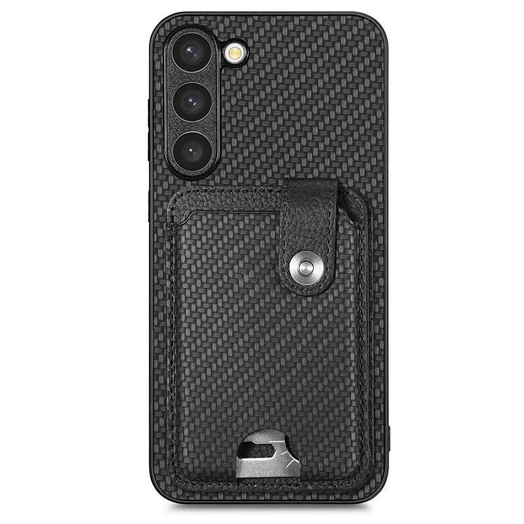 C1-06 For Samsung Galaxy S23 Case Card Slots Kickstand Leather Coating Phone Cover with Card Knife