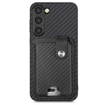 C1-06 For Samsung Galaxy S23 Case Card Slots Kickstand Leather Coating Phone Cover with Card Knife
