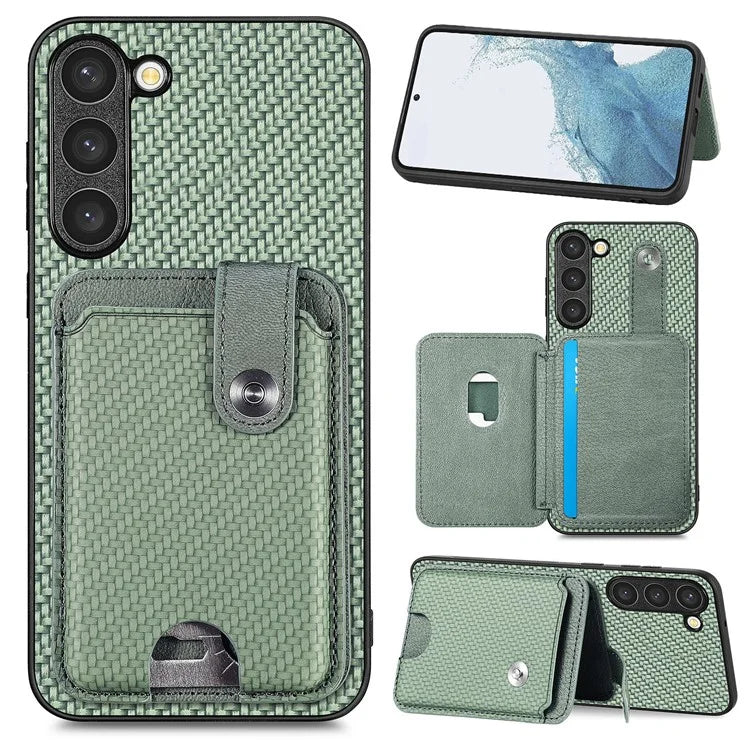C1-06 For Samsung Galaxy S23 Case Card Slots Kickstand Leather Coating Phone Cover with Card Knife