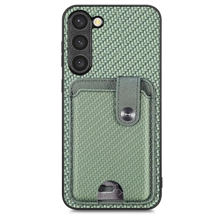 C1-06 For Samsung Galaxy S23 Case Card Slots Kickstand Leather Coating Phone Cover with Card Knife