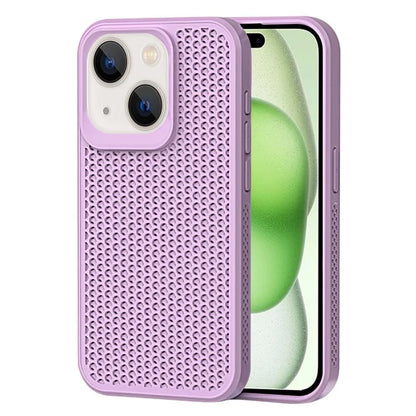For iPhone 15 Plus Case Breathable Heat Dissipation Hollow PC+TPU Hybrid Phone Cover