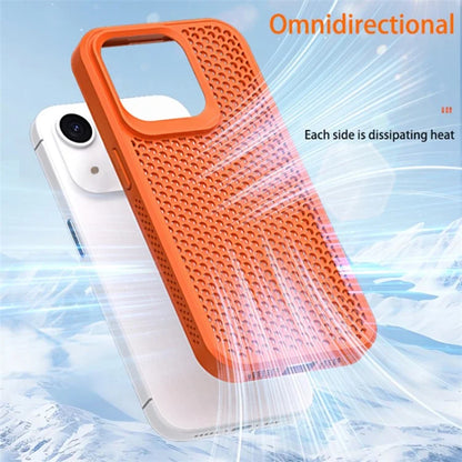 For iPhone 15 Plus Case Breathable Heat Dissipation Hollow PC+TPU Hybrid Phone Cover