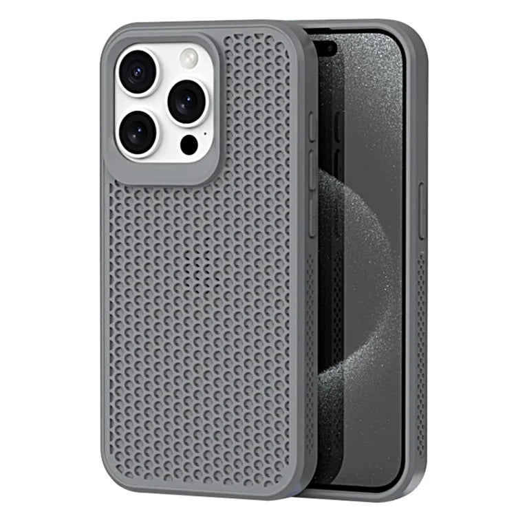 For iPhone 15 Pro Heat Dissipation Case PC+TPU Honeycomb Breatchable Phone Cover Wholesale