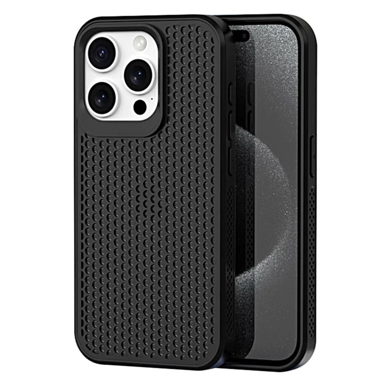 For iPhone 15 Pro Heat Dissipation Case PC+TPU Honeycomb Breatchable Phone Cover Wholesale