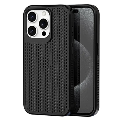 For iPhone 15 Pro Heat Dissipation Case PC+TPU Honeycomb Breatchable Phone Cover Wholesale