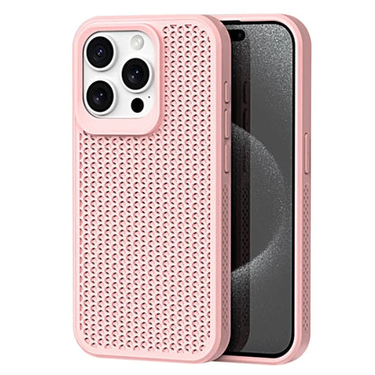 For iPhone 15 Pro Heat Dissipation Case PC+TPU Honeycomb Breatchable Phone Cover Wholesale
