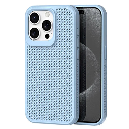 For iPhone 15 Pro Heat Dissipation Case PC+TPU Honeycomb Breatchable Phone Cover Wholesale