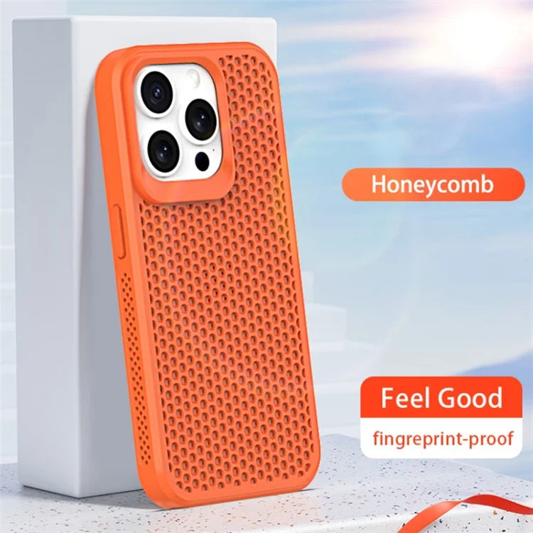 For iPhone 15 Pro Heat Dissipation Case PC+TPU Honeycomb Breatchable Phone Cover Wholesale