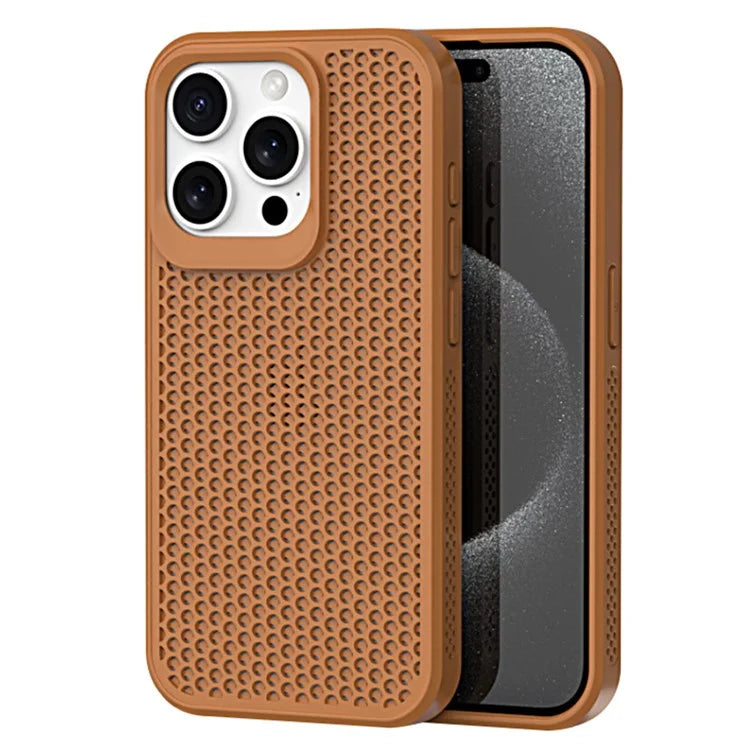 For iPhone 15 Pro Heat Dissipation Case PC+TPU Honeycomb Breatchable Phone Cover Wholesale