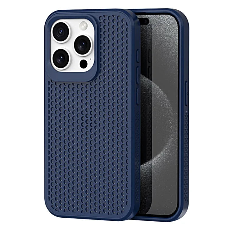 For iPhone 15 Pro Heat Dissipation Case PC+TPU Honeycomb Breatchable Phone Cover Wholesale