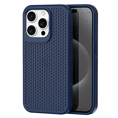 For iPhone 15 Pro Heat Dissipation Case PC+TPU Honeycomb Breatchable Phone Cover Wholesale