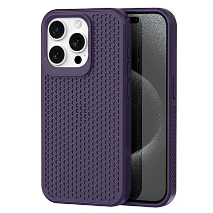 For iPhone 15 Pro Heat Dissipation Case PC+TPU Honeycomb Breatchable Phone Cover Wholesale
