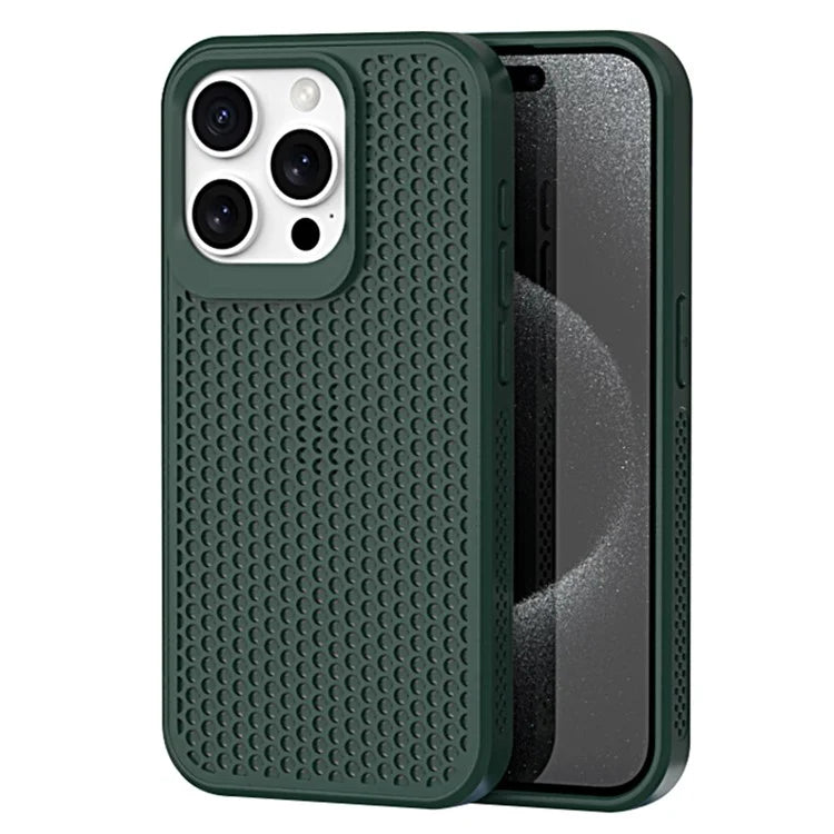 For iPhone 15 Pro Heat Dissipation Case PC+TPU Honeycomb Breatchable Phone Cover Wholesale