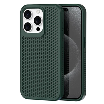 For iPhone 15 Pro Heat Dissipation Case PC+TPU Honeycomb Breatchable Phone Cover Wholesale