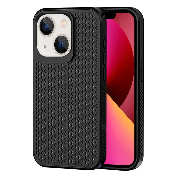 For iPhone 14 Heat Dissipation Case PC+TPU Breathable Hollow Phone Cover
