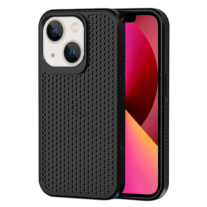 For iPhone 14 Heat Dissipation Case PC+TPU Breathable Hollow Phone Cover