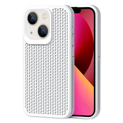 For iPhone 14 Heat Dissipation Case PC+TPU Breathable Hollow Phone Cover