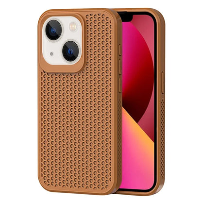 For iPhone 14 Heat Dissipation Case PC+TPU Breathable Hollow Phone Cover