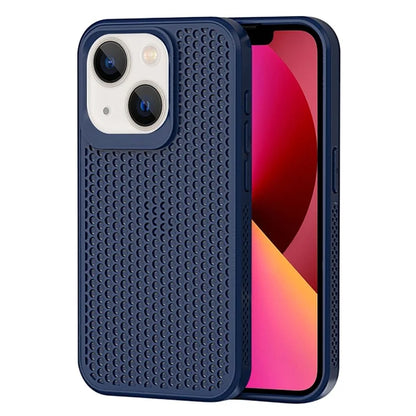 For iPhone 14 Heat Dissipation Case PC+TPU Breathable Hollow Phone Cover