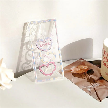 For Samsung Galaxy S22 Ultra 5G Case Love Heart Pattern TPU Shockproof Phone Cover