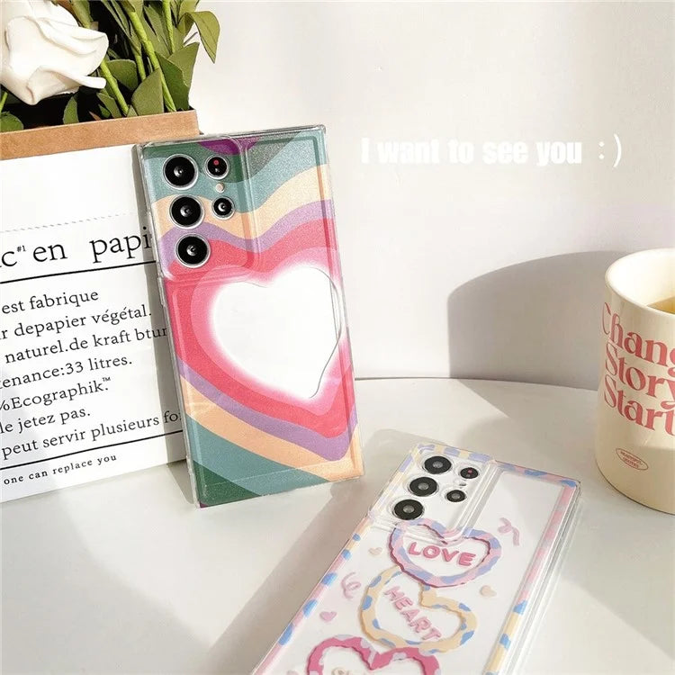 For Samsung Galaxy S22 Ultra 5G Case Love Heart Pattern TPU Shockproof Phone Cover