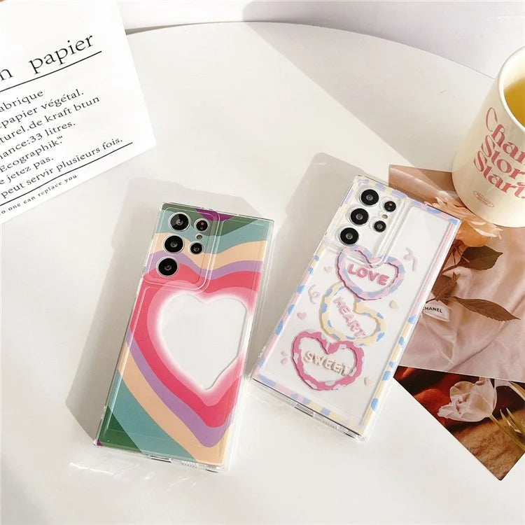 For Samsung Galaxy S22 Ultra 5G Case Love Heart Pattern TPU Shockproof Phone Cover