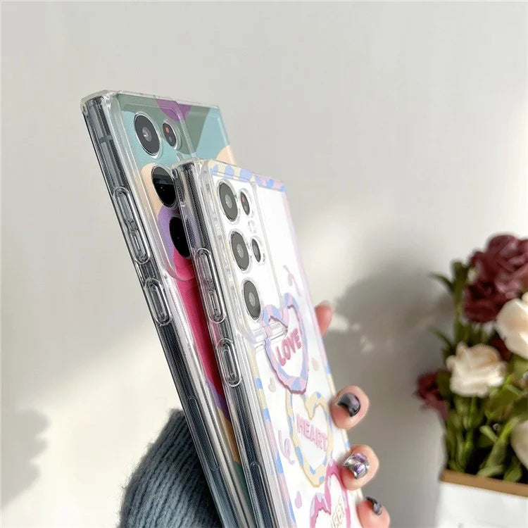 For Samsung Galaxy S22 Ultra 5G Case Love Heart Pattern TPU Shockproof Phone Cover