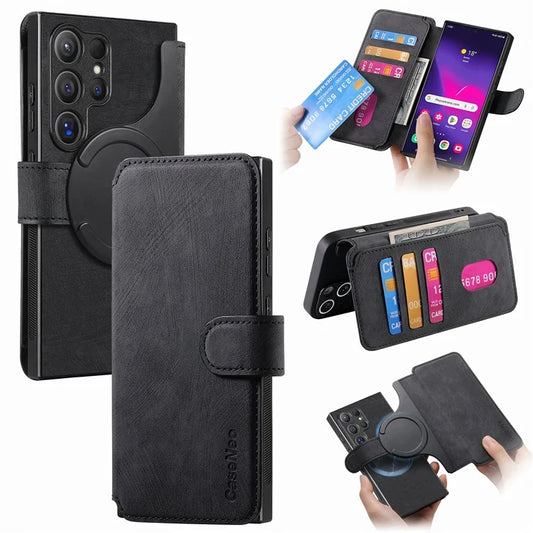 CASENEO MW-03 For Samsung Galaxy S24 Ultra Case Retro Leather Coated TPU Phone Cover 2 in 1 Detachable