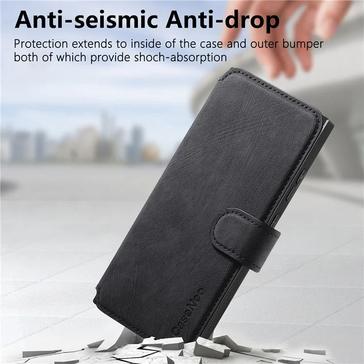 CASENEO MW-03 For Samsung Galaxy S24 Ultra Case Retro Leather Coated TPU Phone Cover 2 in 1 Detachable