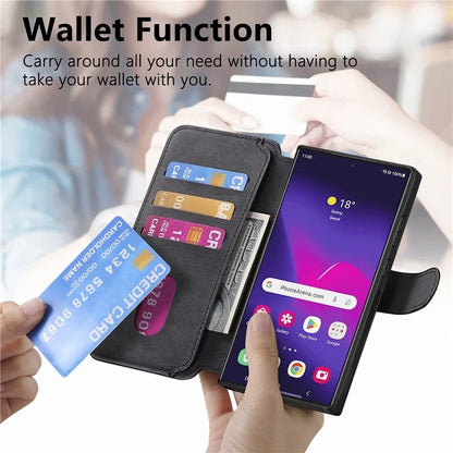 CASENEO MW-03 For Samsung Galaxy S24 Ultra Case Retro Leather Coated TPU Phone Cover 2 in 1 Detachable