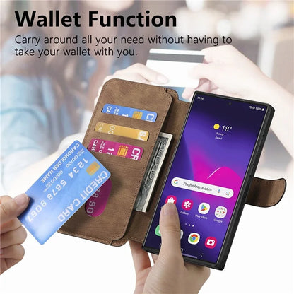 CASENEO MW-03 For Samsung Galaxy S24 Ultra Case Retro Leather Coated TPU Phone Cover 2 in 1 Detachable