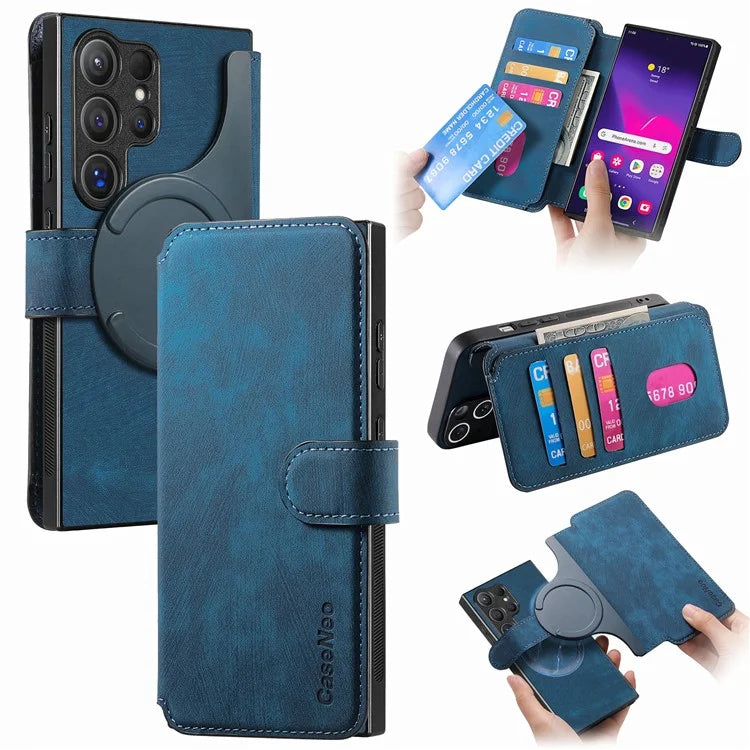 CASENEO MW-03 For Samsung Galaxy S24 Ultra Case Retro Leather Coated TPU Phone Cover 2 in 1 Detachable