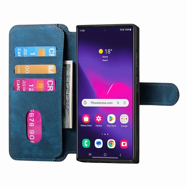 CASENEO MW-03 For Samsung Galaxy S24 Ultra Case Retro Leather Coated TPU Phone Cover 2 in 1 Detachable
